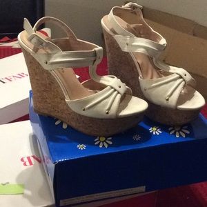 White wedge heels